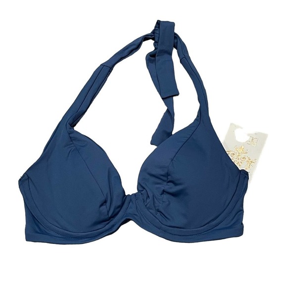 Becca Color Code Underwire Halter Bikini Top D-F Cups Shadow Size 32D NWOT - Picture 5 of 8